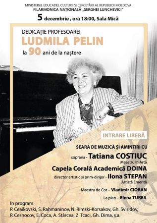 Dedicatie profesoarei Ludmila Pelin la 90 ani de la nastere