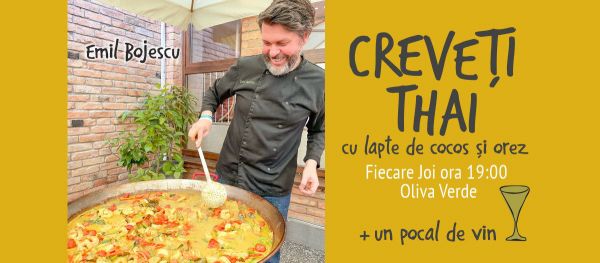 Creveți Thai în tigaia mare la terasă Oliva Verde!