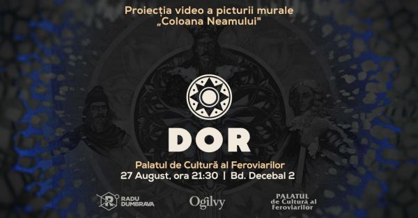 Proiecția video a picturii murale ,,Coloana Neamului”