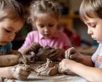 Clay Modeling for Children and Engobe Painting Workshop.