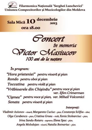 Concert în memoria Victor Masiucov  - 100 ani de la naștere